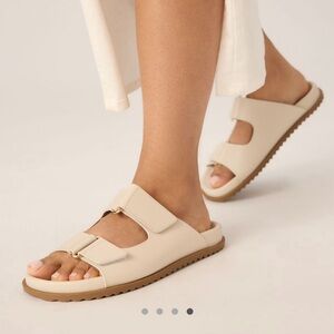 By Anthropologie Double Strap Leather Slide Sandal